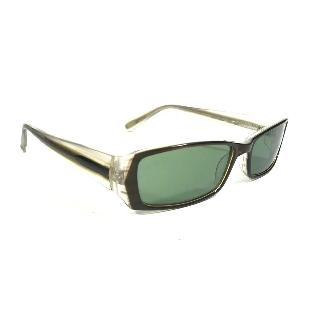 Carmen Marc Valvo Sunglasses Mischa Olive Pearl Brown Green Rectangular Frames